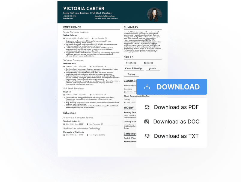 Download and share resume options