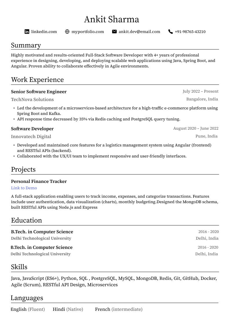 resume image of Name