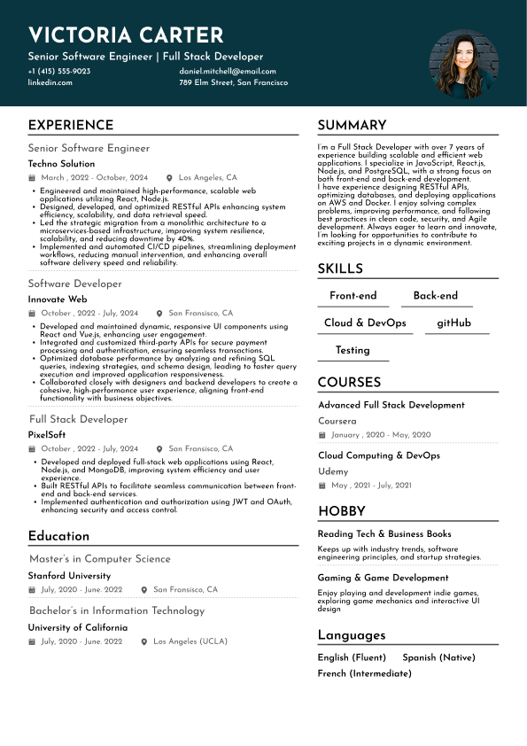 resume image of Name
