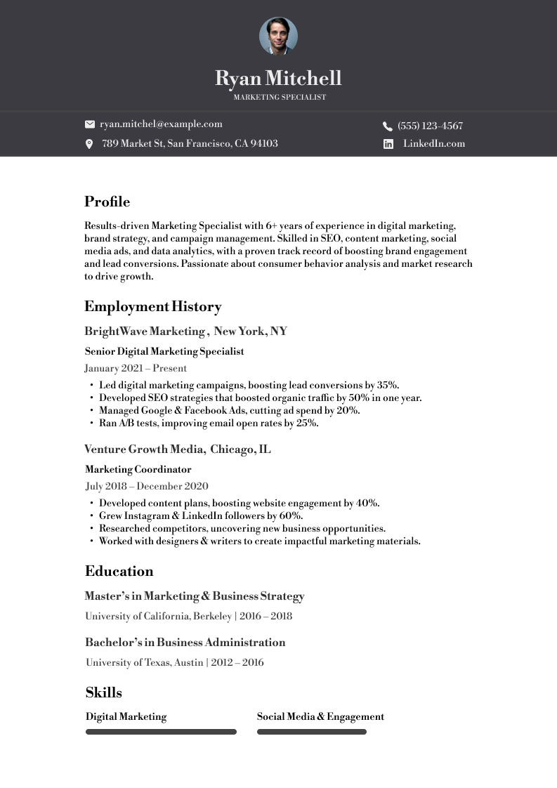 resume image of Name